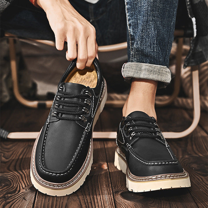 Rowen Genuine Leather Lace-Up Moc Toe Shoes