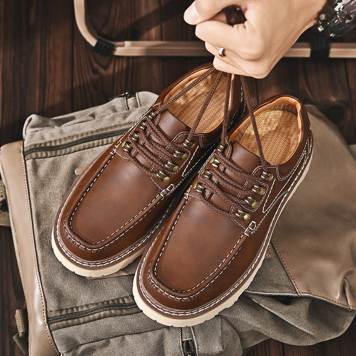 Rowen Genuine Leather Lace-Up Moc Toe Shoes