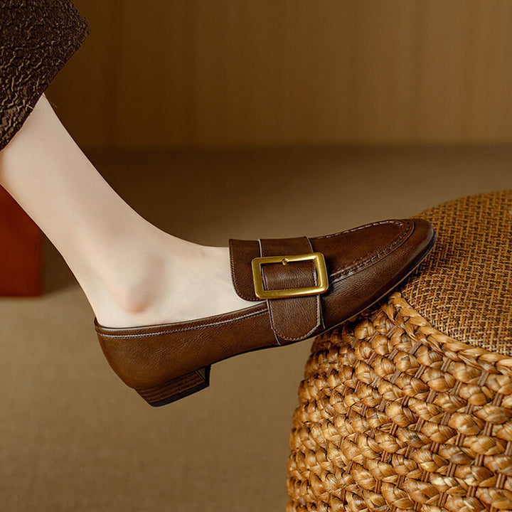 Rizon Genuine Leather Belt Buckle Shoes