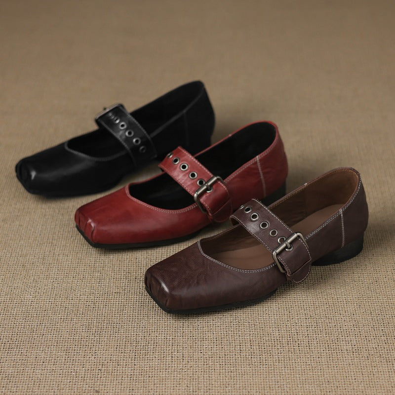 Clera Genuine Leather Mary Jane Pumps