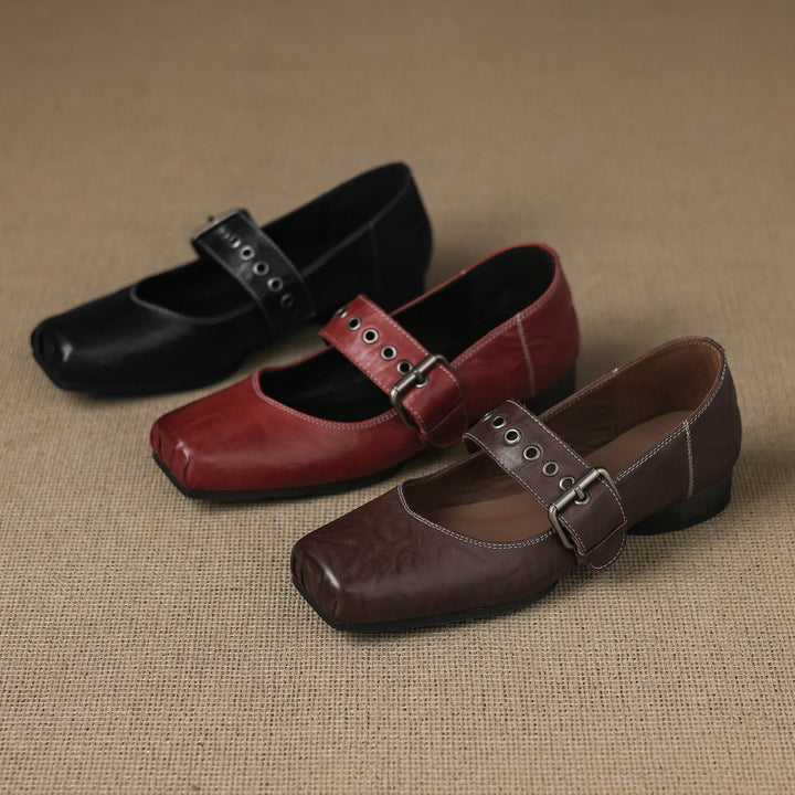Clera Genuine Leather Mary Jane Pumps
