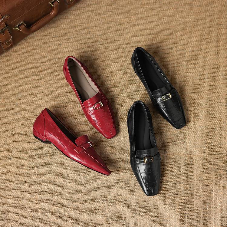 Nivan Genuine Leather Belt Strap Loafers
