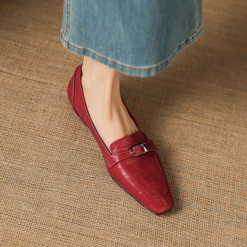 Nivan Genuine Leather Belt Strap Loafers