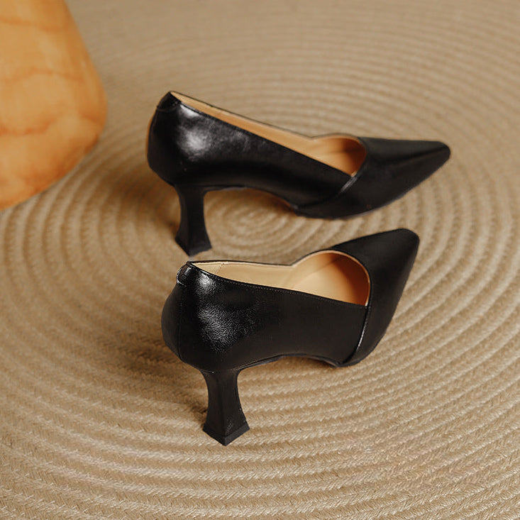 Stera Pointed-Toe Leather Heel Pumps