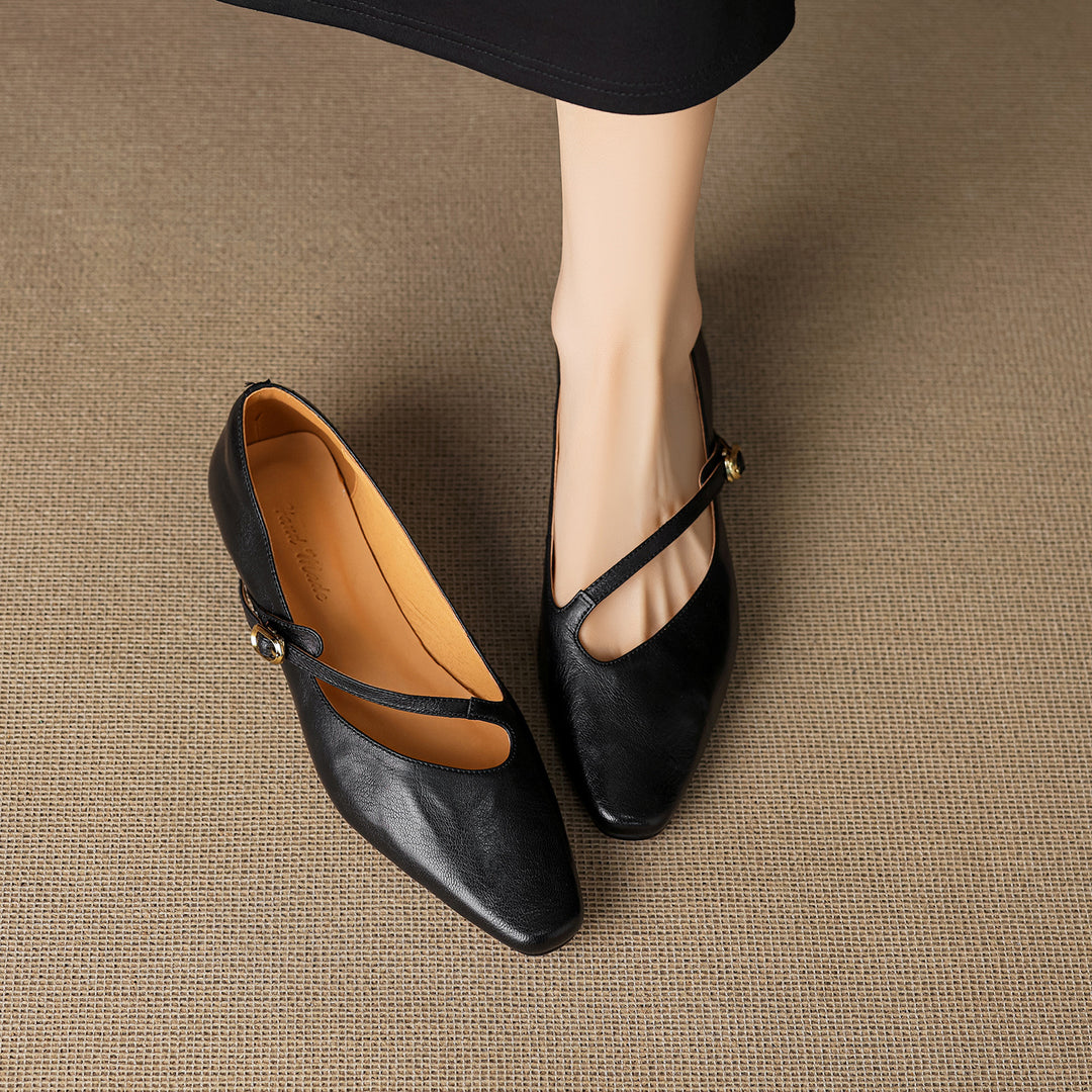 Elaria Genuine Leather Mary Jane Pumps