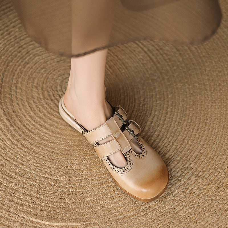Elin Genuine Leather Mules