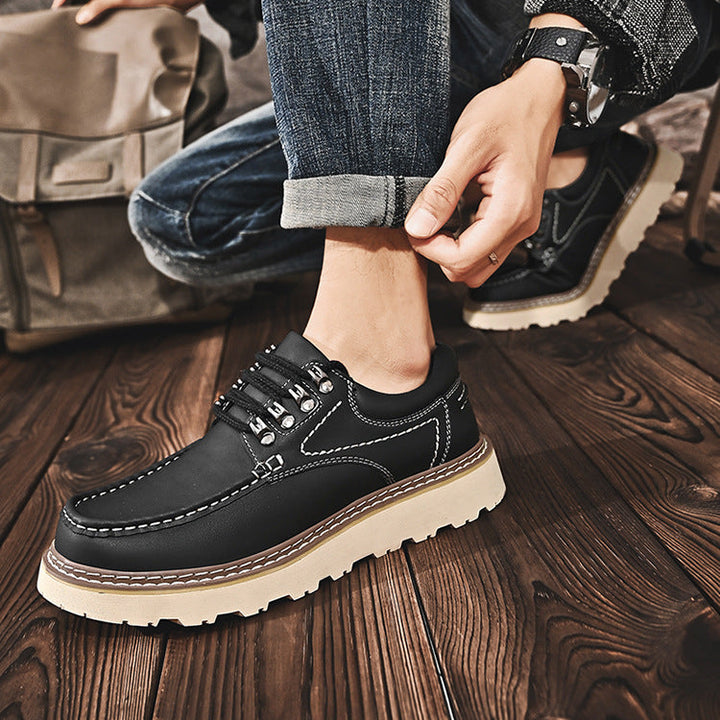 Rowen Genuine Leather Lace-Up Moc Toe Shoes