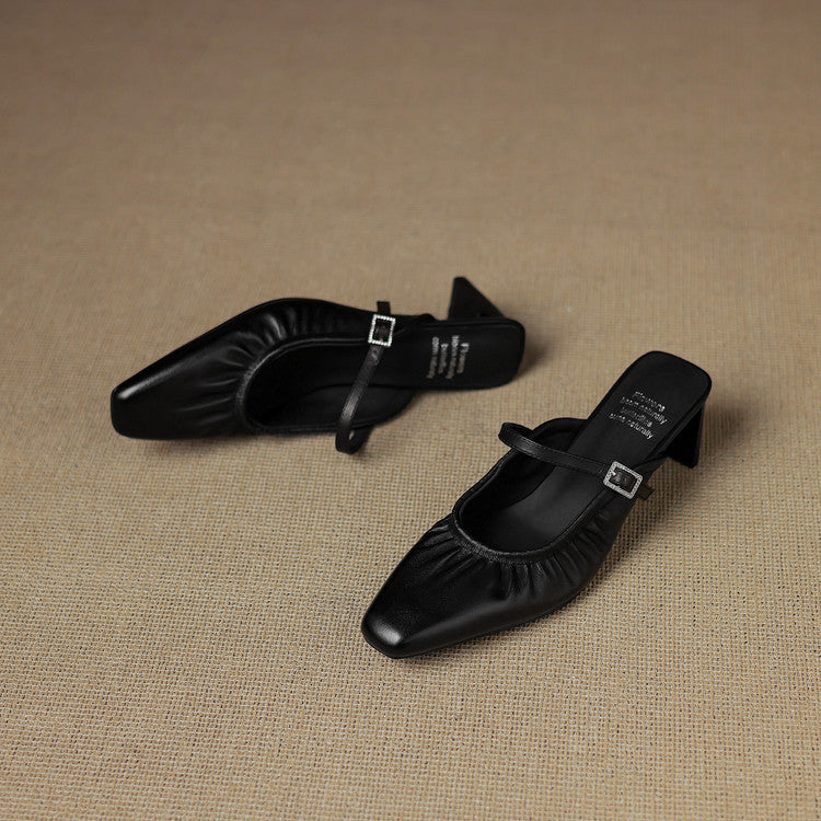Zeva Genuine Leather Mary Jane Mules