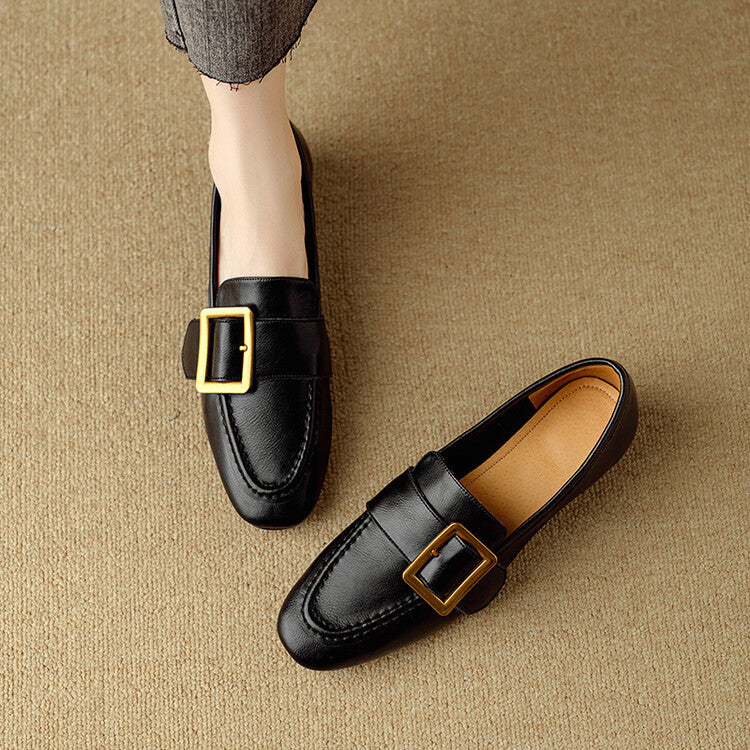 Rizon Genuine Leather Belt Buckle Shoes