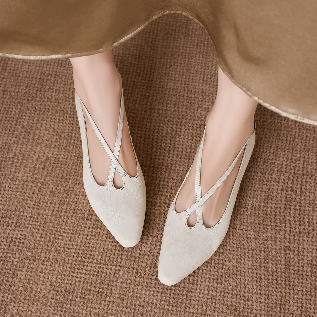 Ciela Genuine Leather Cross Strap Flats