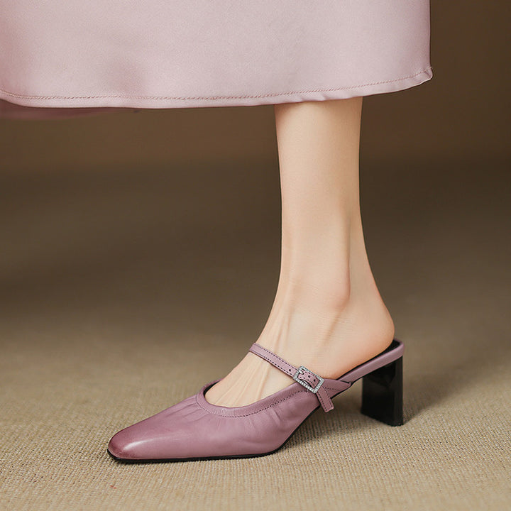 Zeva Genuine Leather Mary Jane Mules