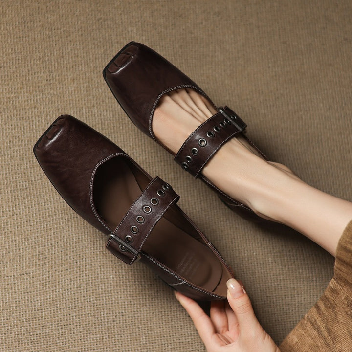 Clera Genuine Leather Mary Jane Pumps