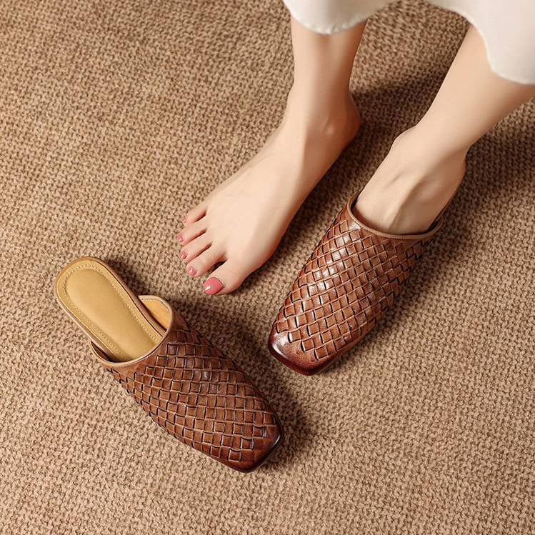Amani Woven Genuine Leather Slip-On Mule