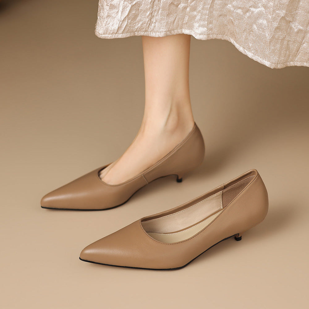 Zera Genuine Leather Pointed-Toe Heel Pumps