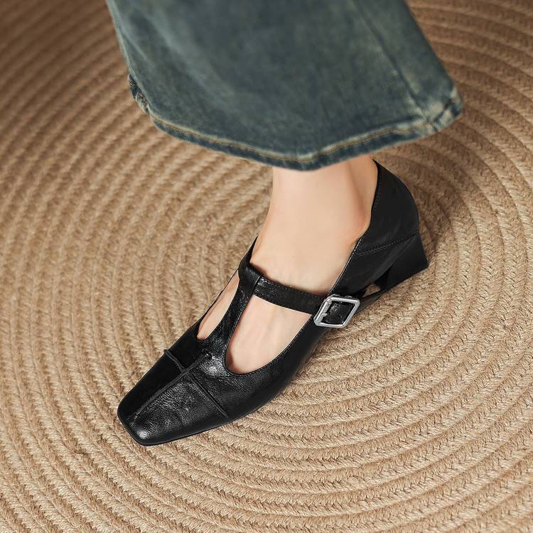Eden Genuine Leather T-Strap Heels