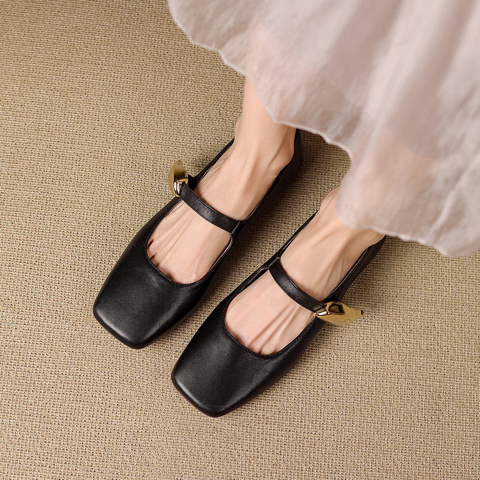 Freya Genuine Leather Mary Jane Flats