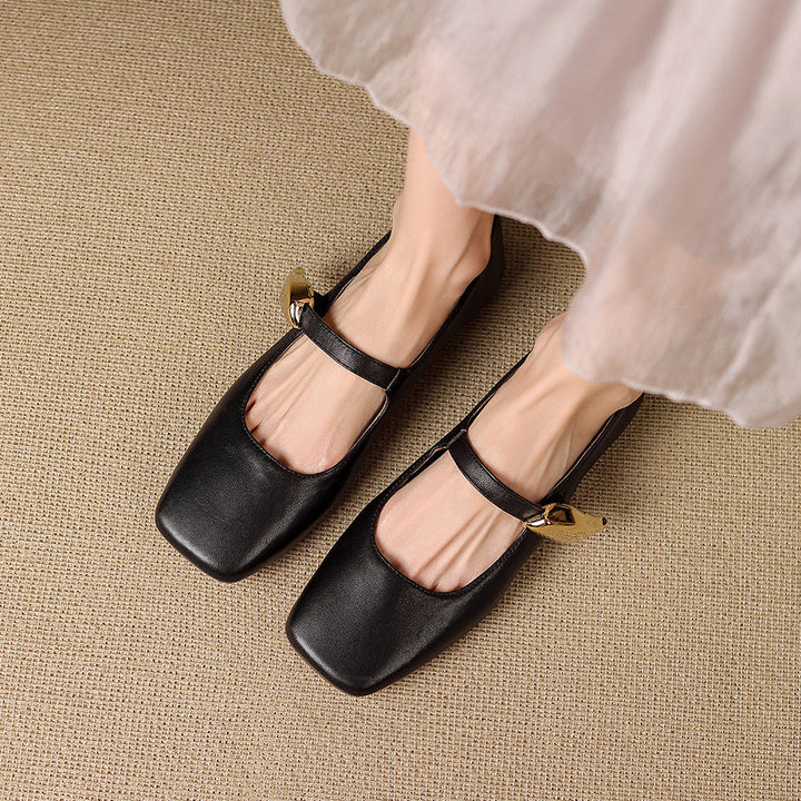Freya Genuine Leather Mary Jane Flats