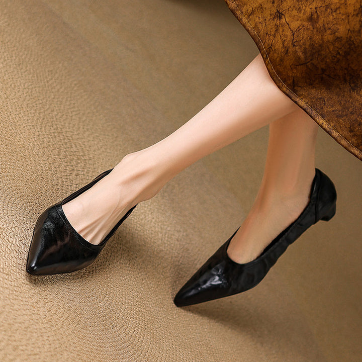Cela Genuine Leather Pointed-Toe Heels