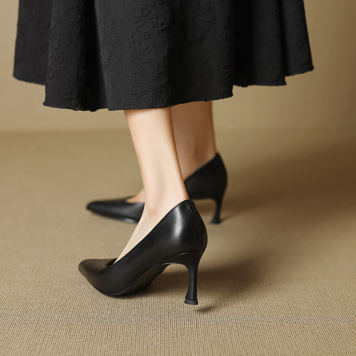 Aurea Genuine Leather Pointed-Toe Heels