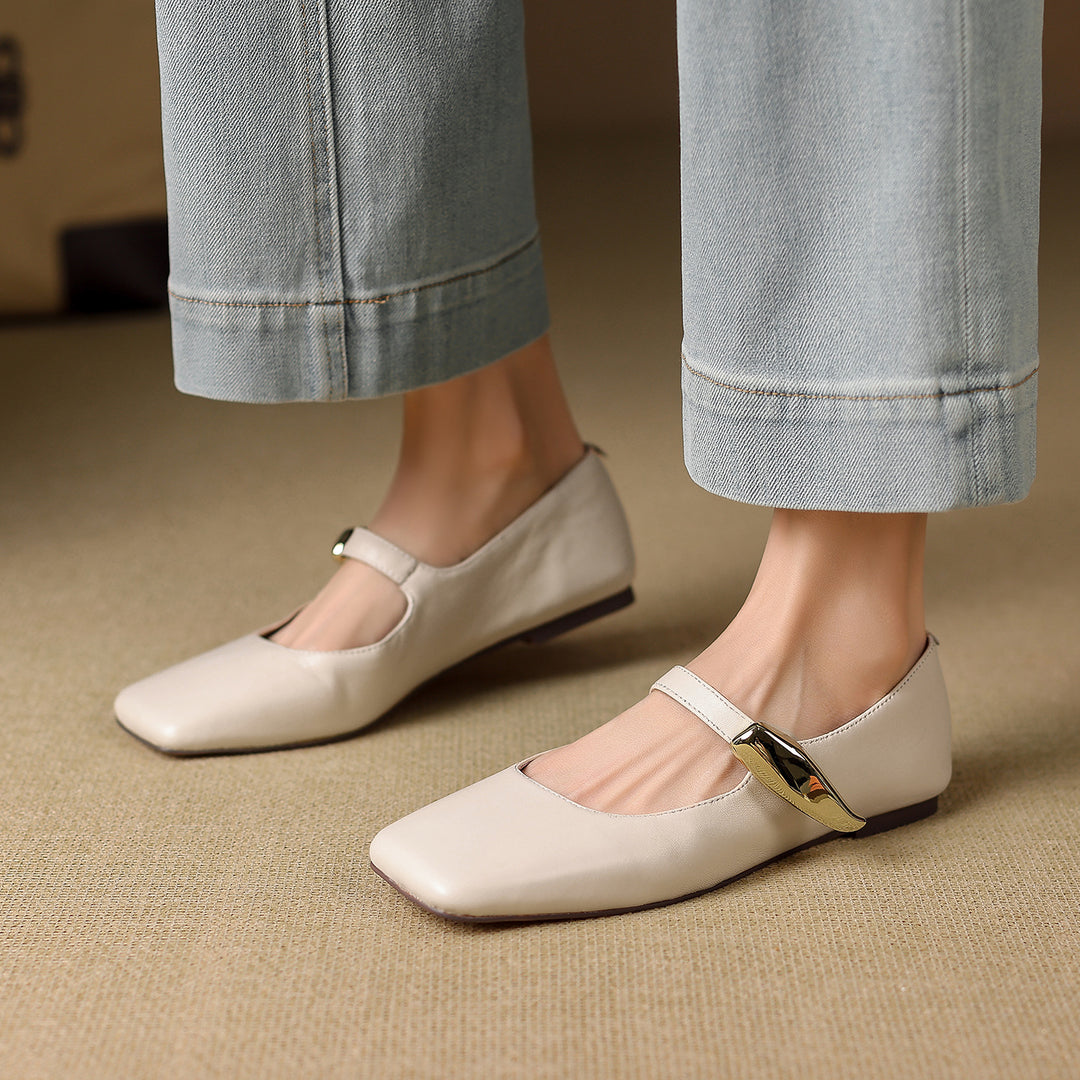 Freya Genuine Leather Mary Jane Flats