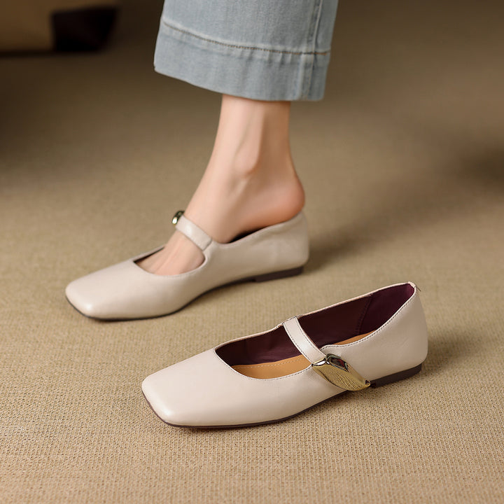 Freya Genuine Leather Mary Jane Flats