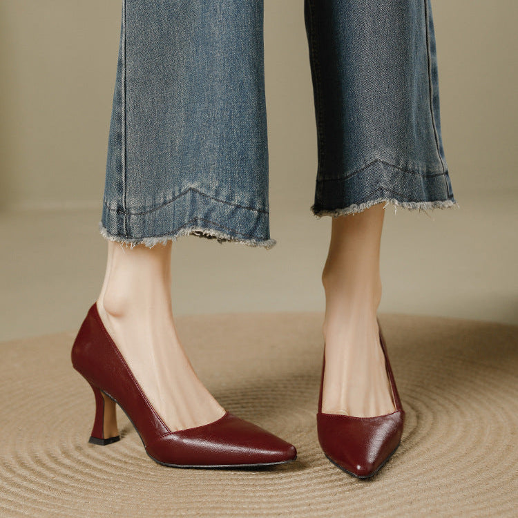 Stera Pointed-Toe Leather Heel Pumps