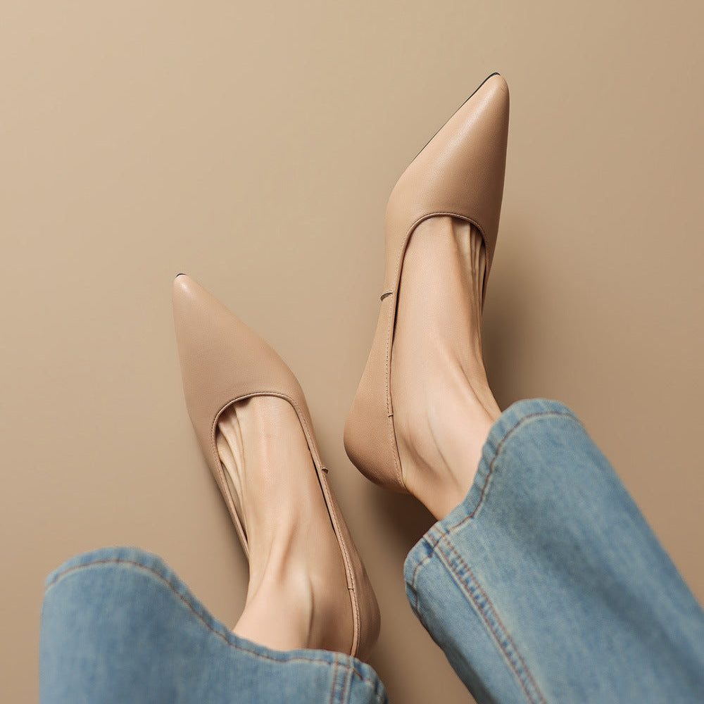 Zera Genuine Leather Pointed-Toe Heel Pumps