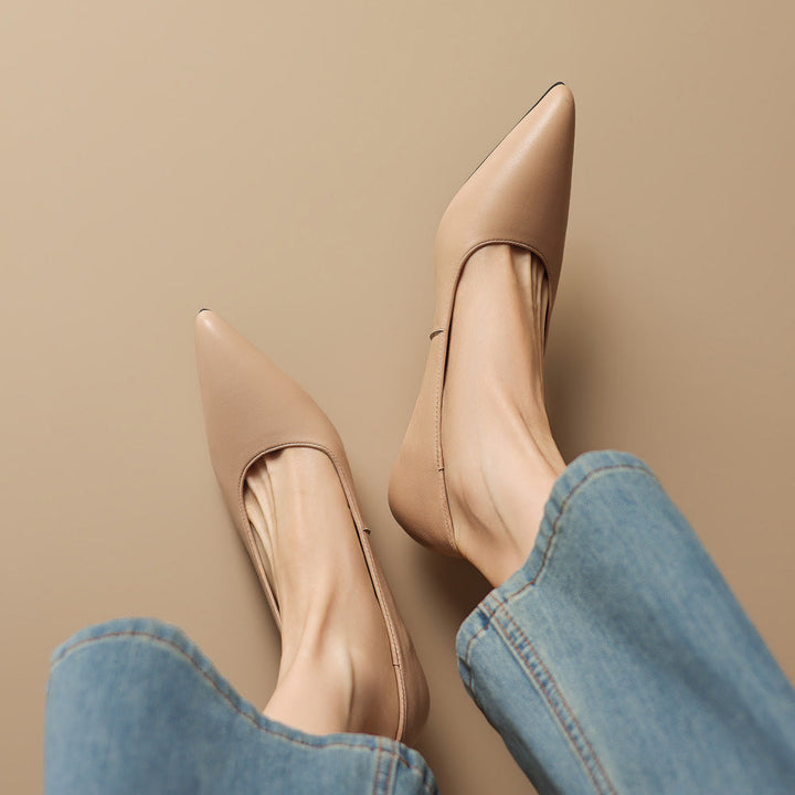 Zera Genuine Leather Pointed-Toe Heel Pumps