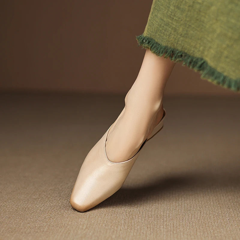 Iris Genuine Leather Chiseled-Toe Mules