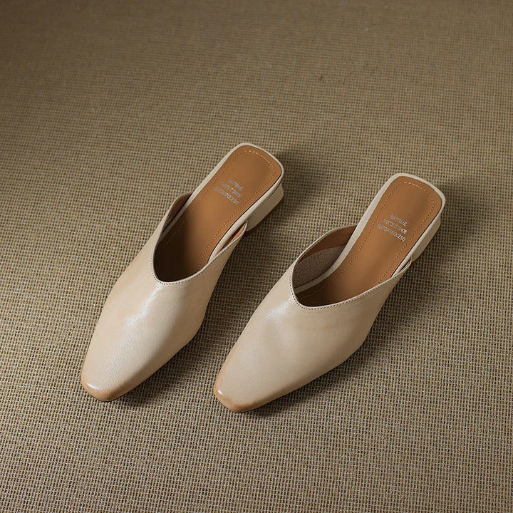 Iris Genuine Leather Chiseled-Toe Mules