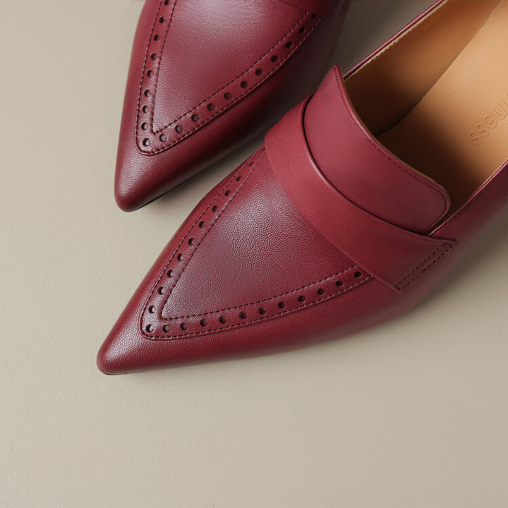 Nyla Genuine Leather Pointed-Toe Heel Pumps