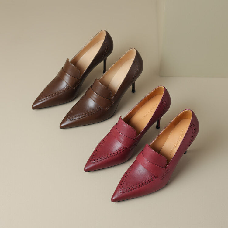Nyla Genuine Leather Pointed-Toe Heel Pumps