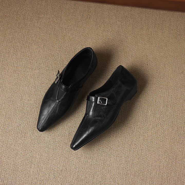 Aster Genuine Leather Chisel-Toe Pumps