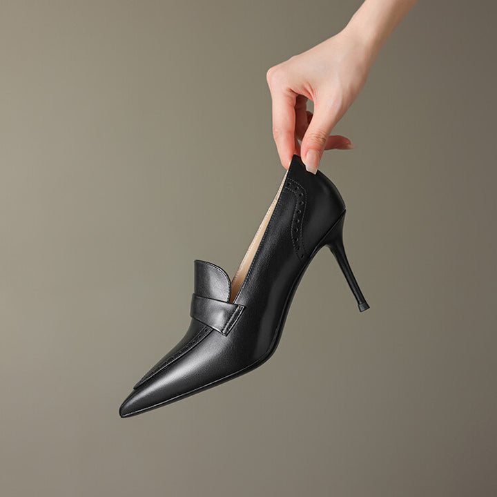 Nyla Genuine Leather Pointed-Toe Heel Pumps