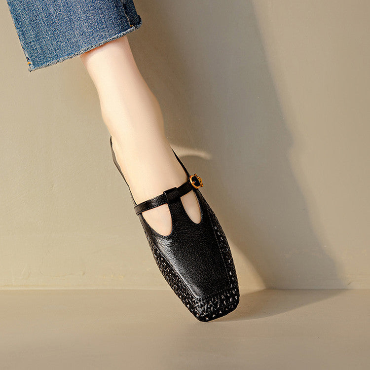Livia Genuine Leather Basketweave Mule Pumps