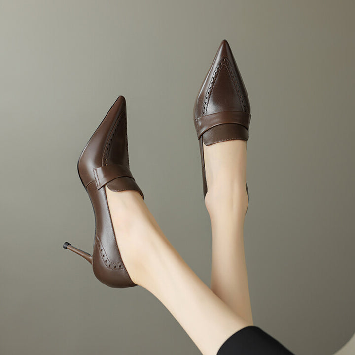 Nyla Genuine Leather Pointed-Toe Heel Pumps