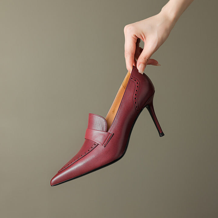 Nyla Genuine Leather Pointed-Toe Heel Pumps