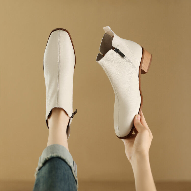 Zeny Genuine Leather Ankle Boots