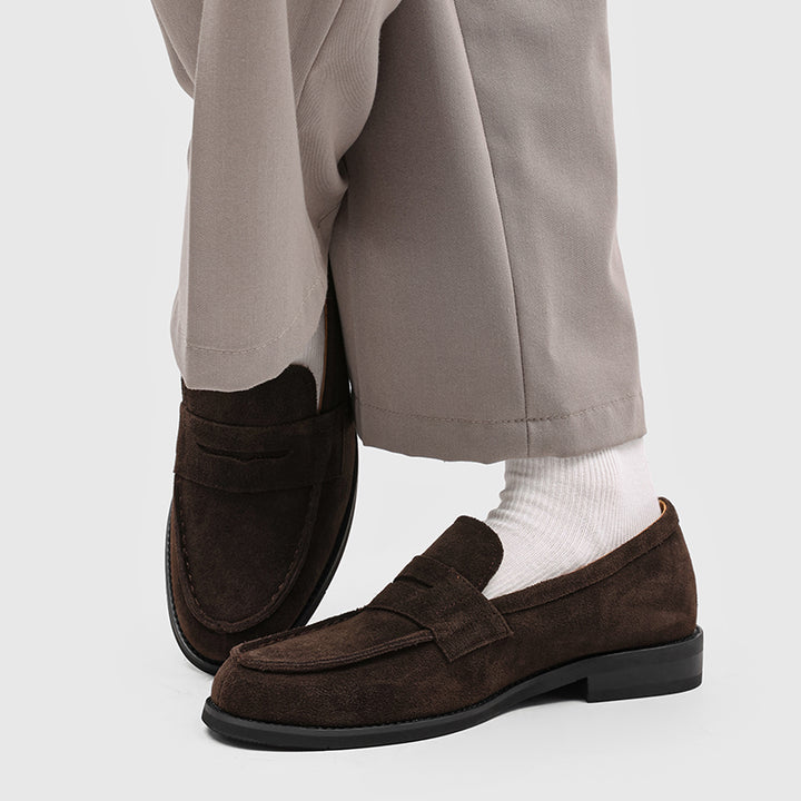 Milan Cowhide Suede Penny Loafers