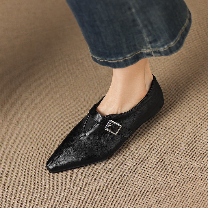 Aster Genuine Leather Chisel-Toe Pumps