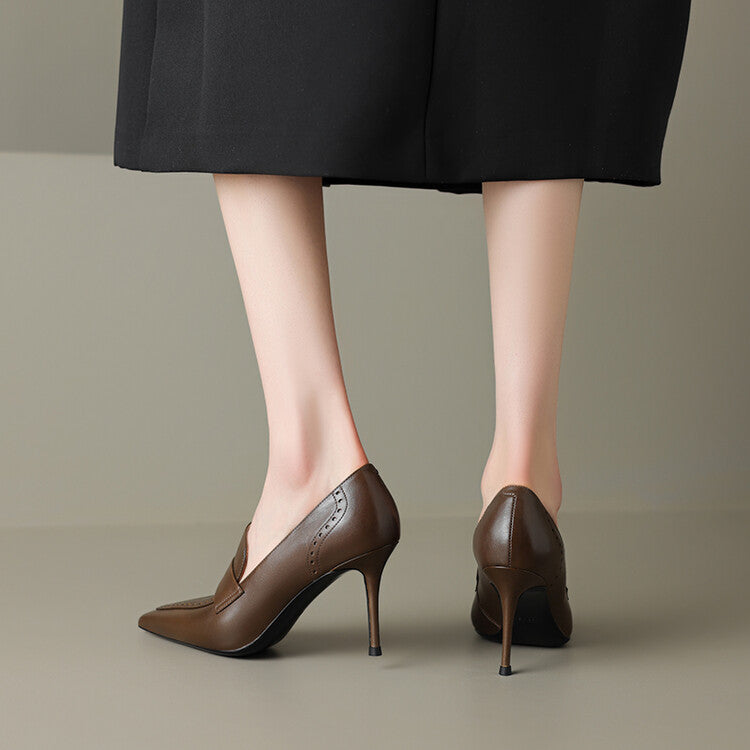 Nyla Genuine Leather Pointed-Toe Heel Pumps