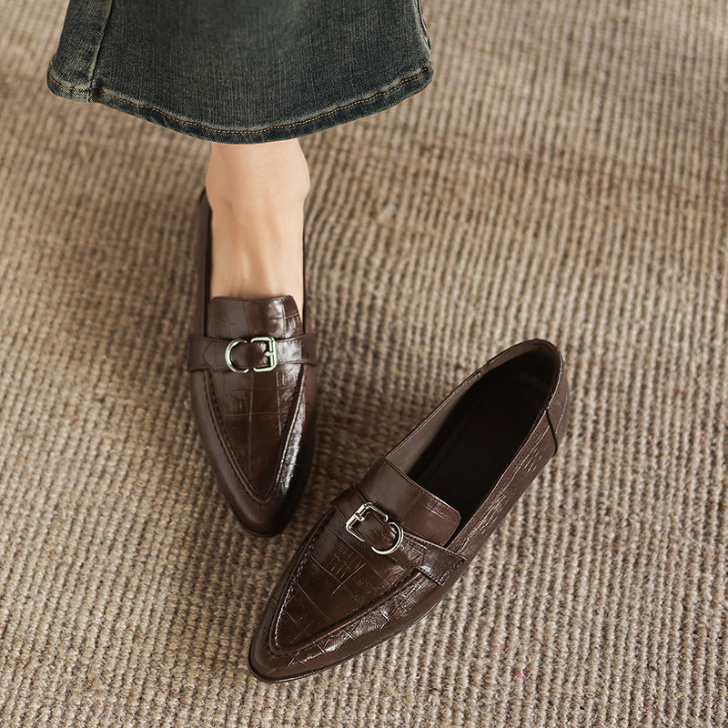 Nova Genuine Leather Pointed-Toe Loafers