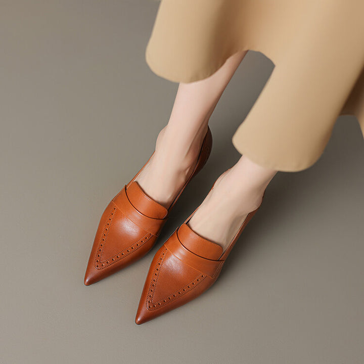 Nyla Genuine Leather Pointed-Toe Heel Pumps