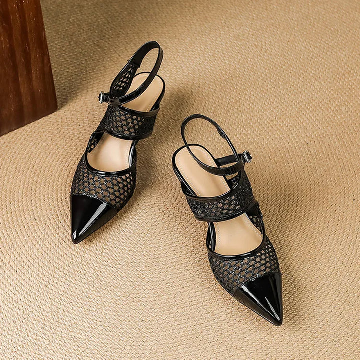 Velour Genuine Leather Slingbacks