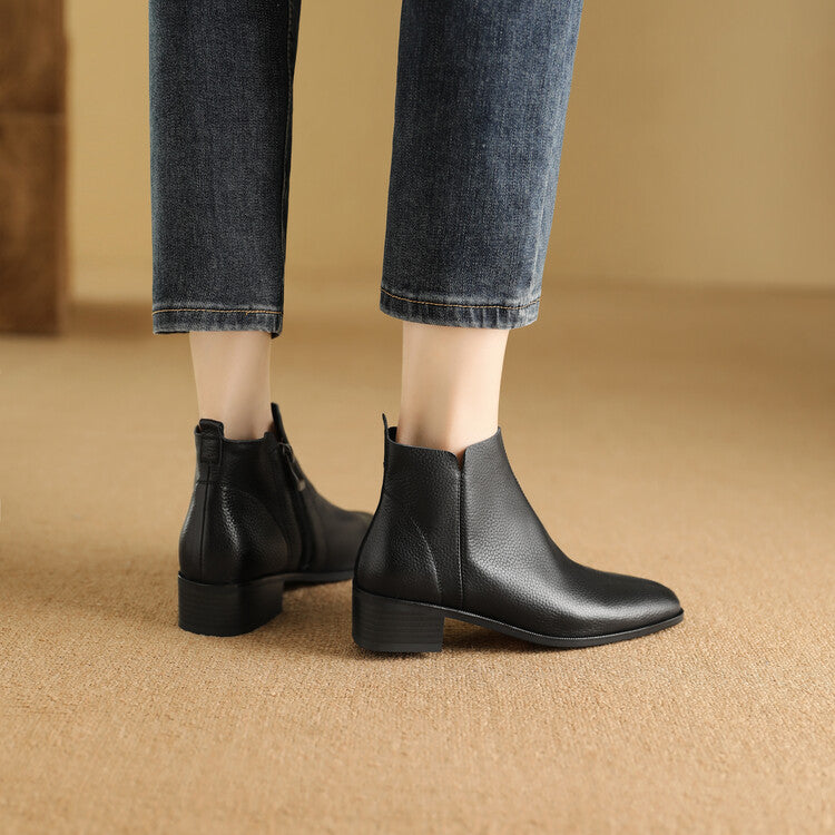 Zeny Genuine Leather Ankle Boots