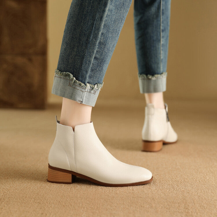 Zeny Genuine Leather Ankle Boots