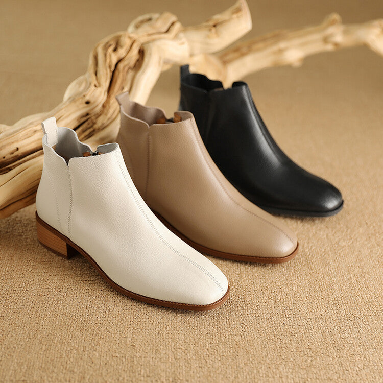 Zeny Genuine Leather Ankle Boots