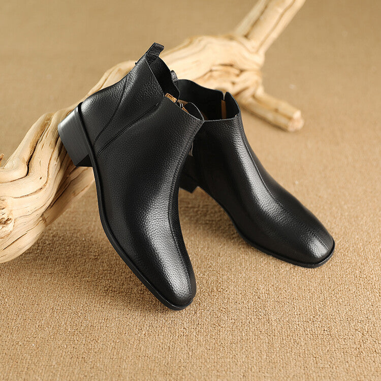 Zeny Genuine Leather Ankle Boots