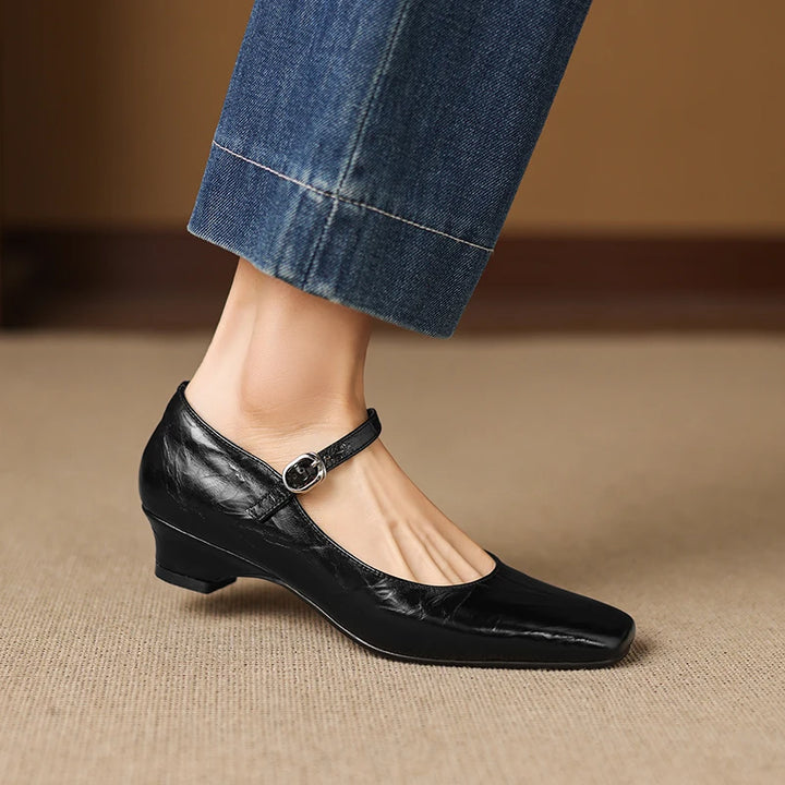 Ella Genuine Leather Mary Jane Pumps