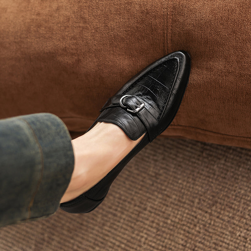 Nova Genuine Leather Pointed-Toe Loafers